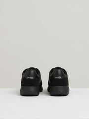 Men Leather Suede Running Trainers in All Black