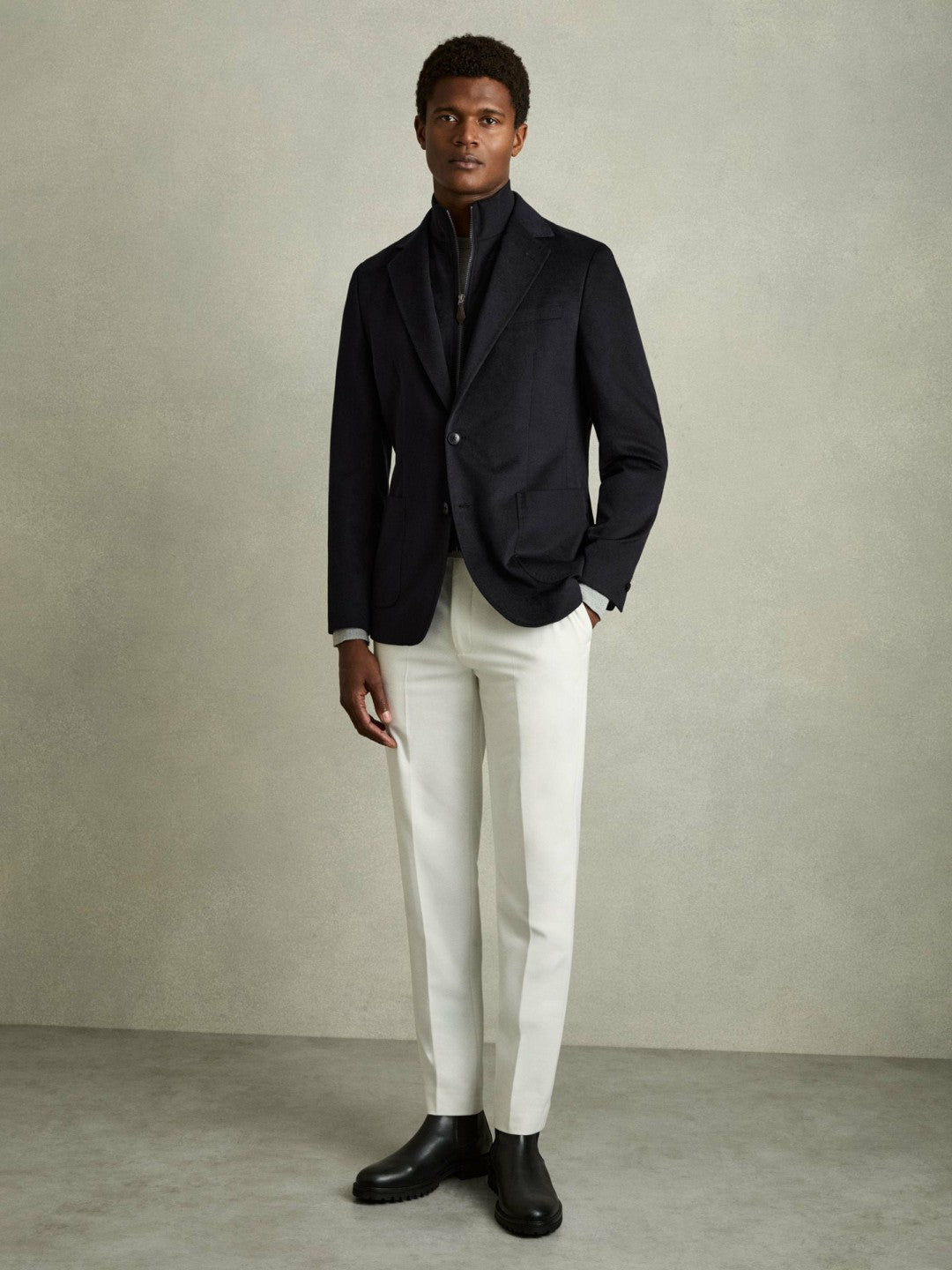 Men Single-Breasted Blazer With Gilet Insert Regular-Fit in Navy
