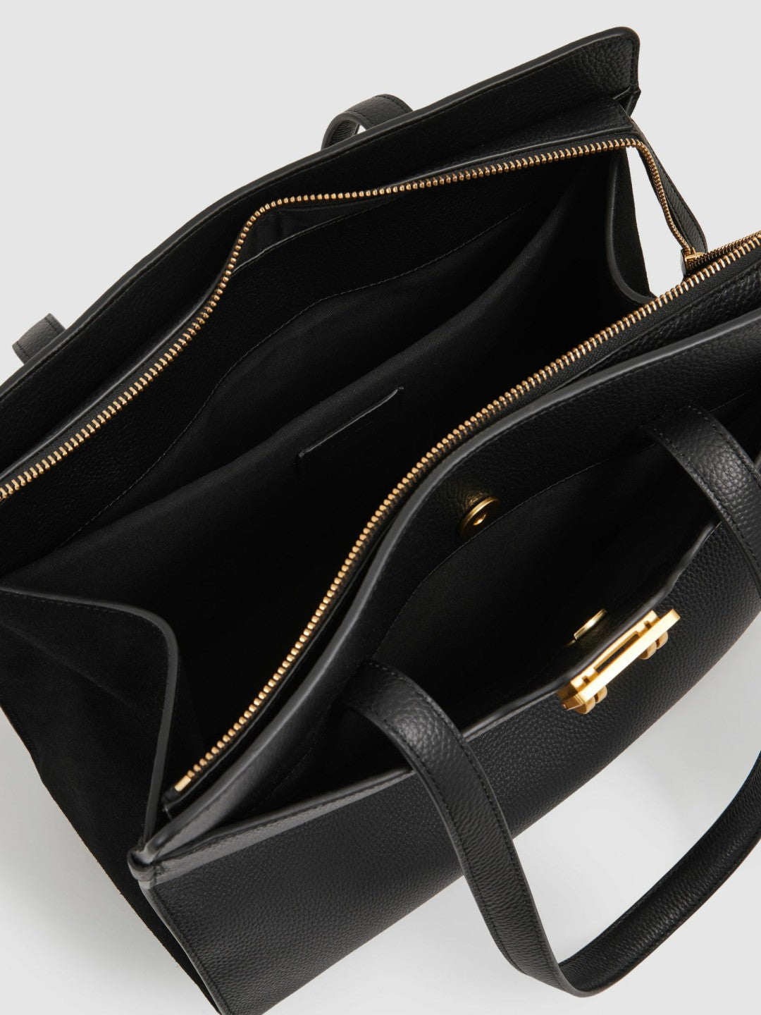 Women Grained Leather Tote Bag in Black