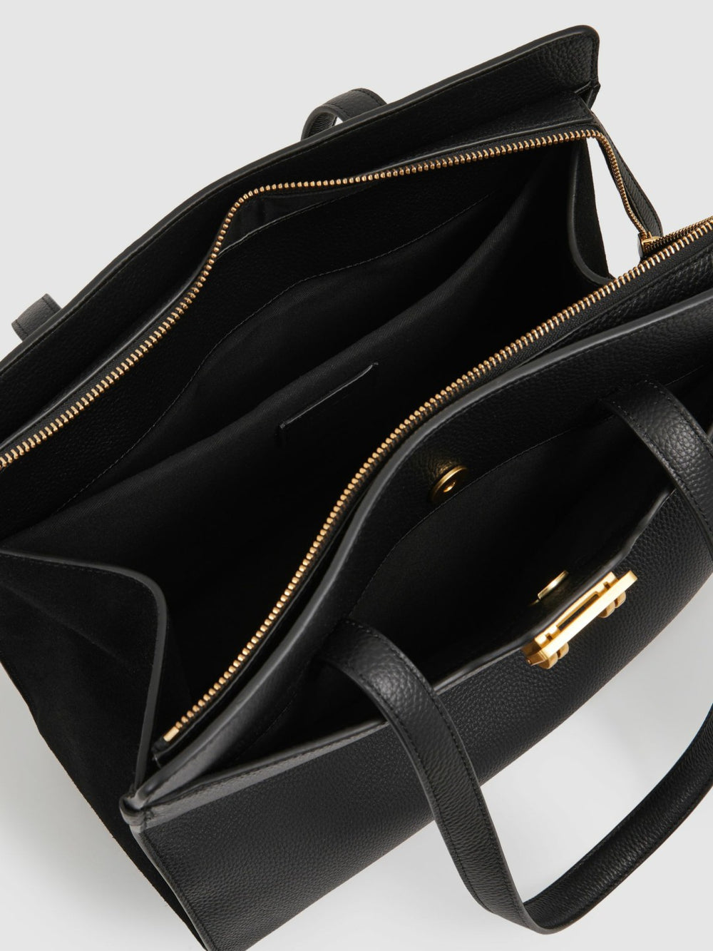 Women Grained Leather Tote Bag in Black