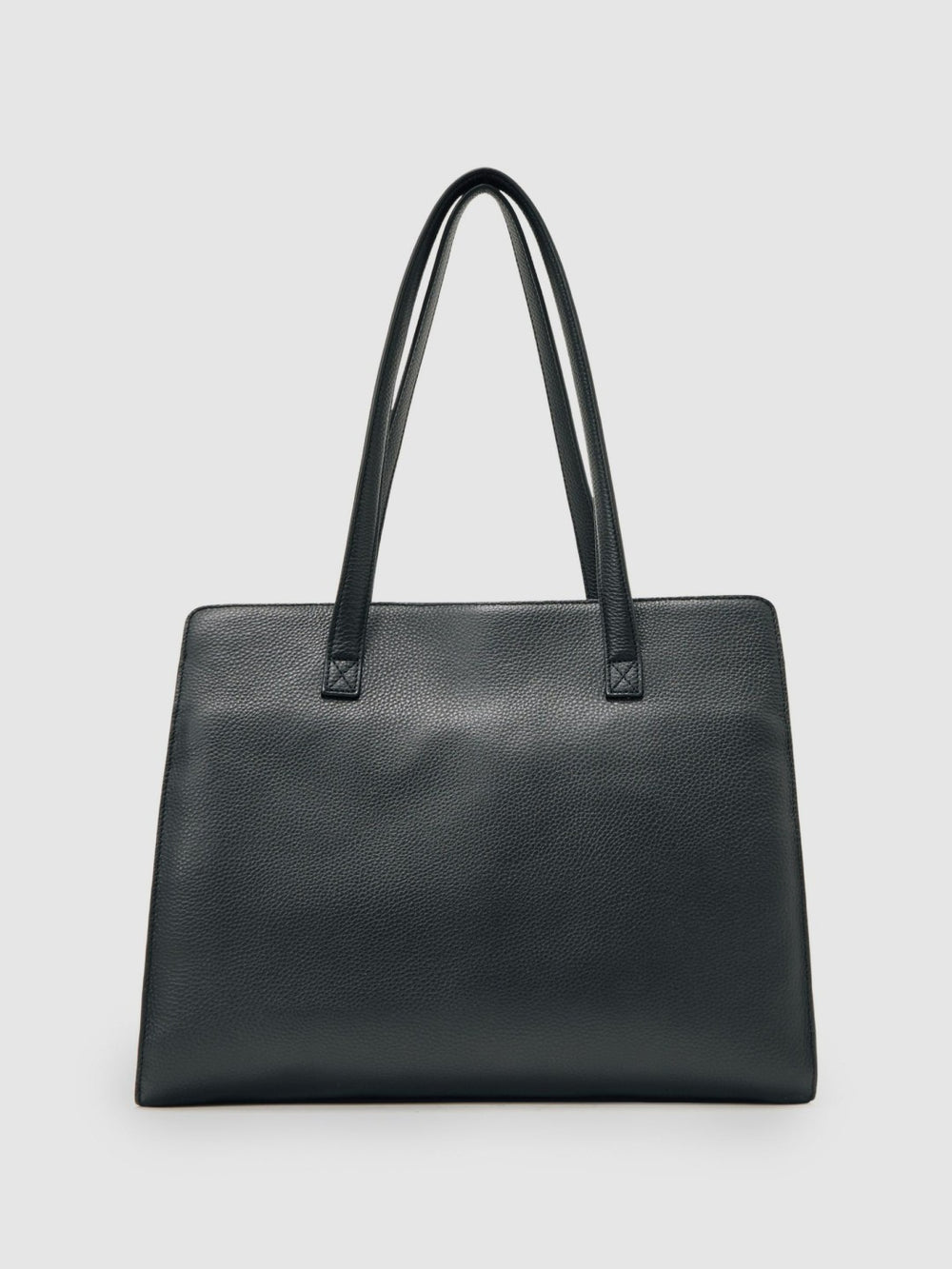 Women Grained Leather Tote Bag in Black