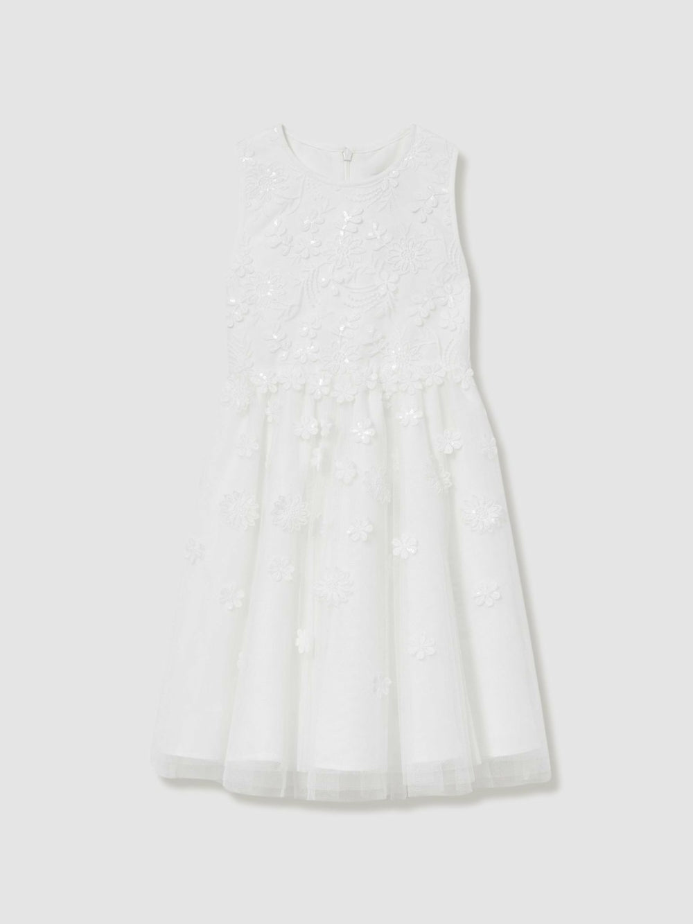 Children & Baby 13-14 yrs Tulle Floral-Embroidered Bridesmaid Dress in Ivory