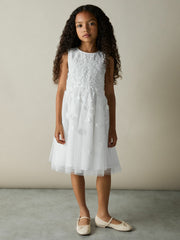 Children & Baby 4-9 yrs Tulle Floral-Embroidered Bridesmaid Dress in Ivory