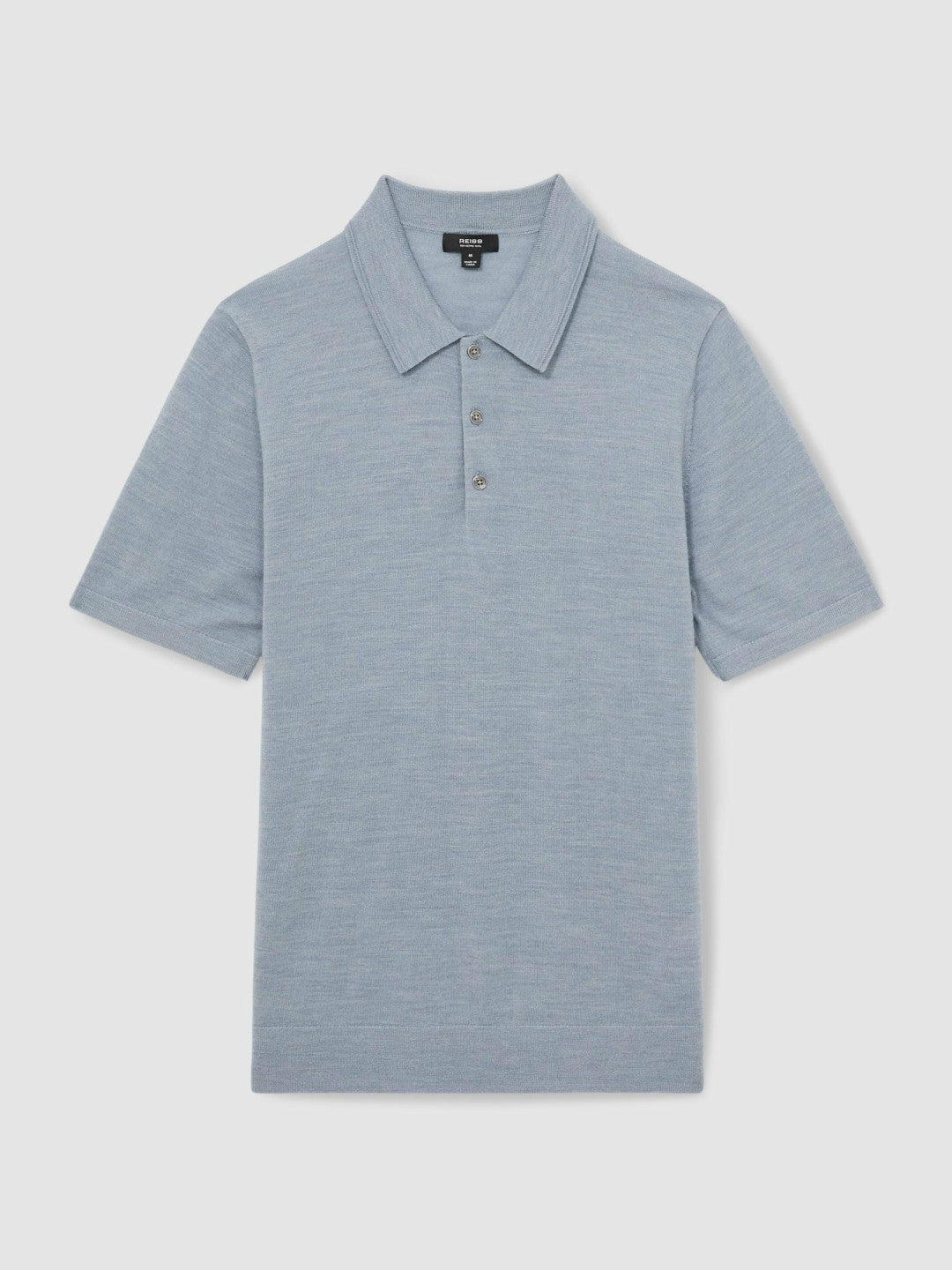 Men Merino Wool Polo Shirt in Soft Blue