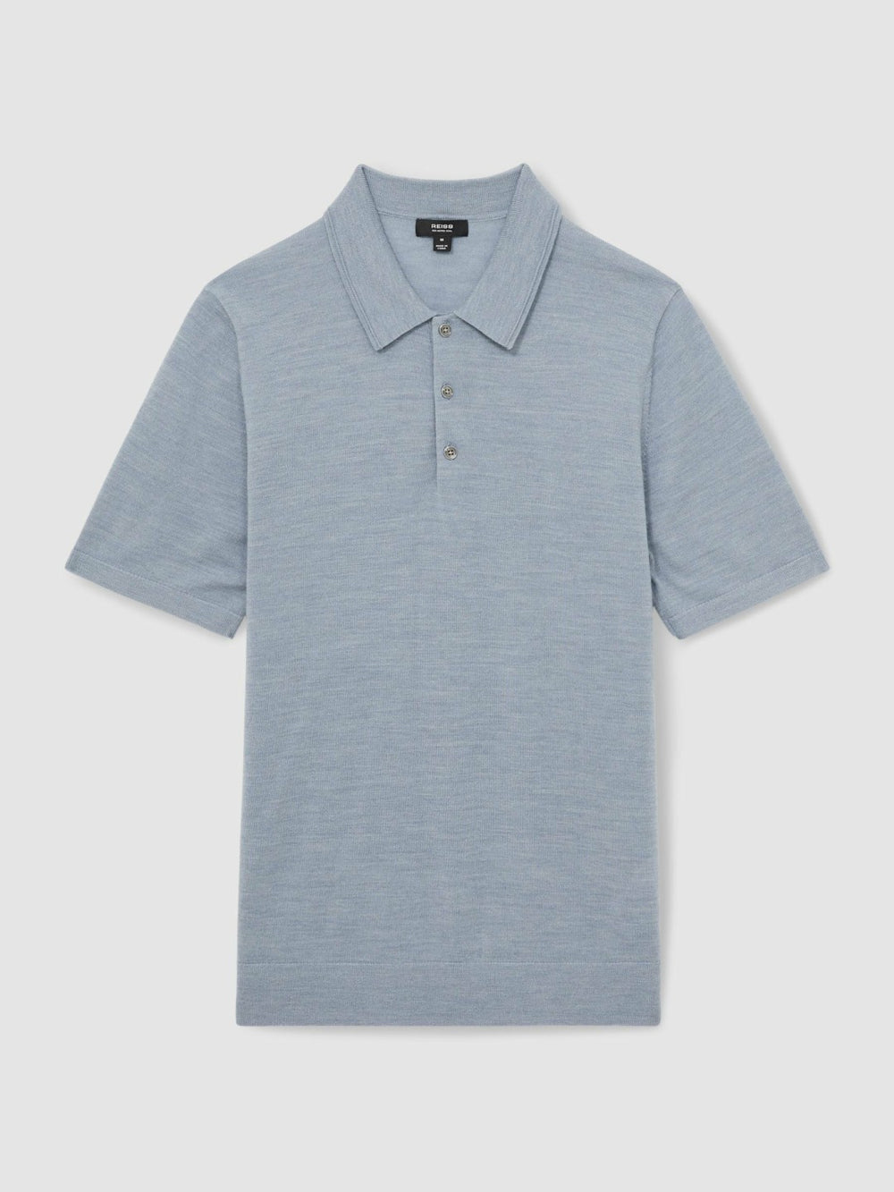 Men Merino Wool Polo Shirt in Soft Blue