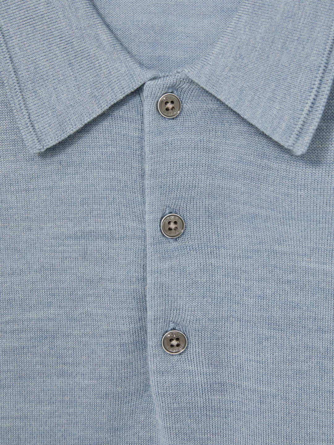 Men Merino Wool Polo Shirt in Soft Blue