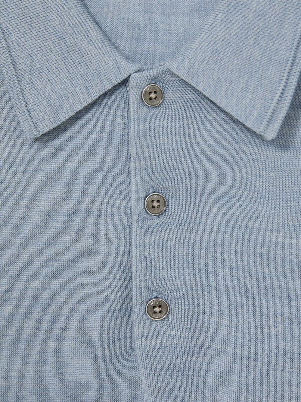 Men Merino Wool Polo Shirt in Soft Blue