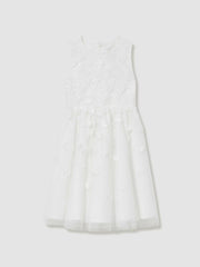 Children & Baby 9-13 yrs Tulle Floral-Embroidered Bridesmaid Dress in Ivory