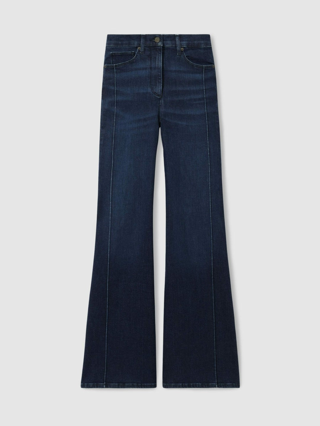 Women Petite Stretch-Cotton Wide-Leg Jeans in Dark Blue