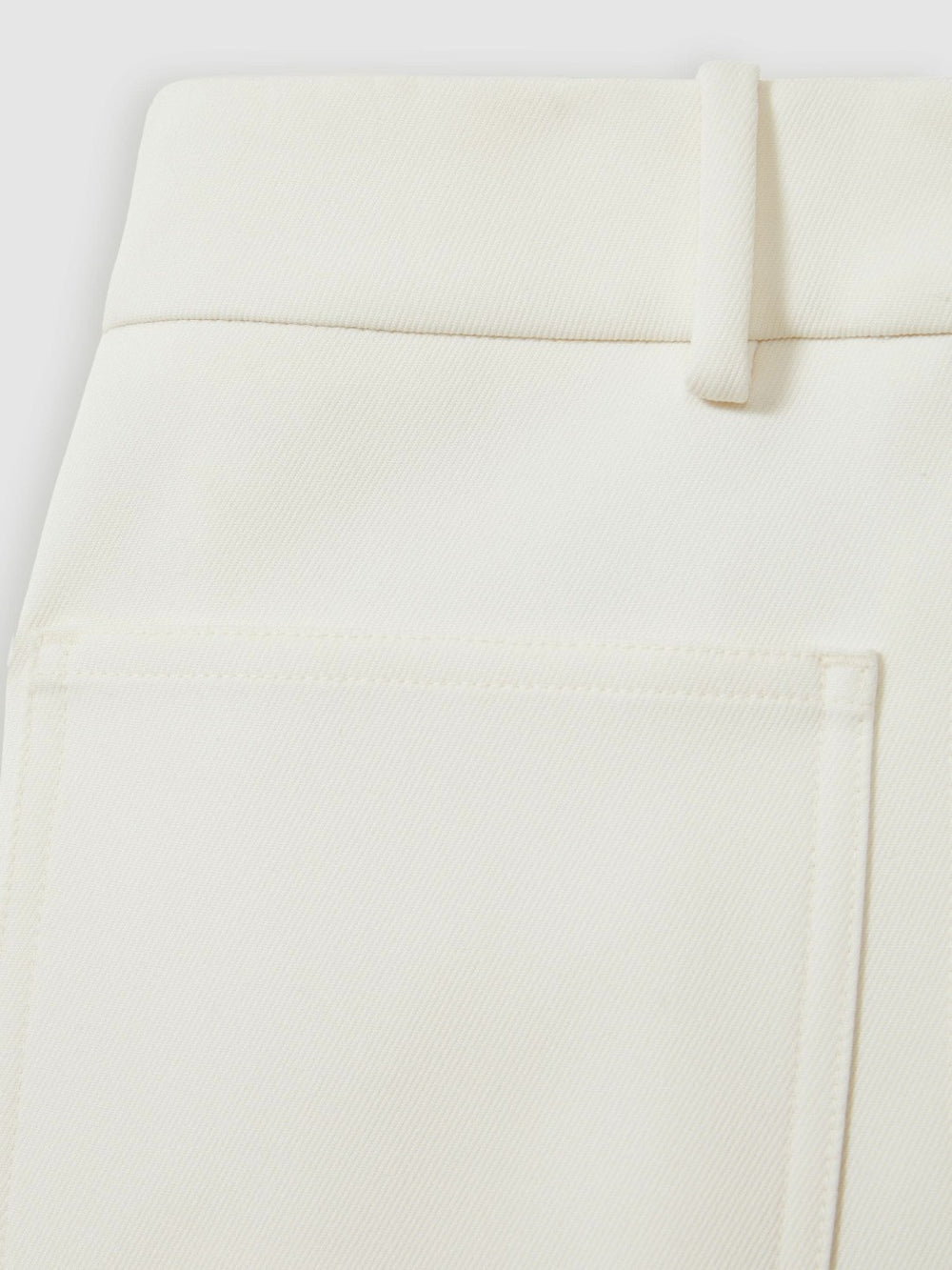 Women Twill Patch-Pocket Flared Trousers in Cream