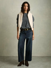 Women Petite Denim Culotte Jeans in Dark Blue