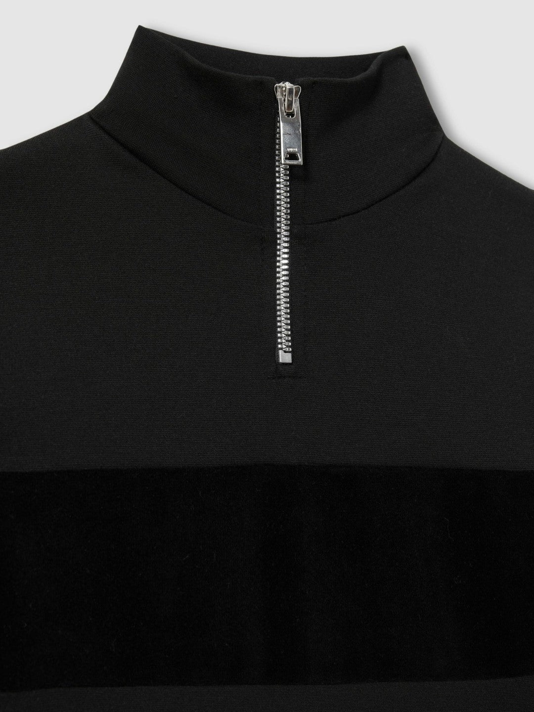 Children & Baby 9-13 yrs Slim Fit Half-Zip Funnel Neck Velour Sweatshirt in Black