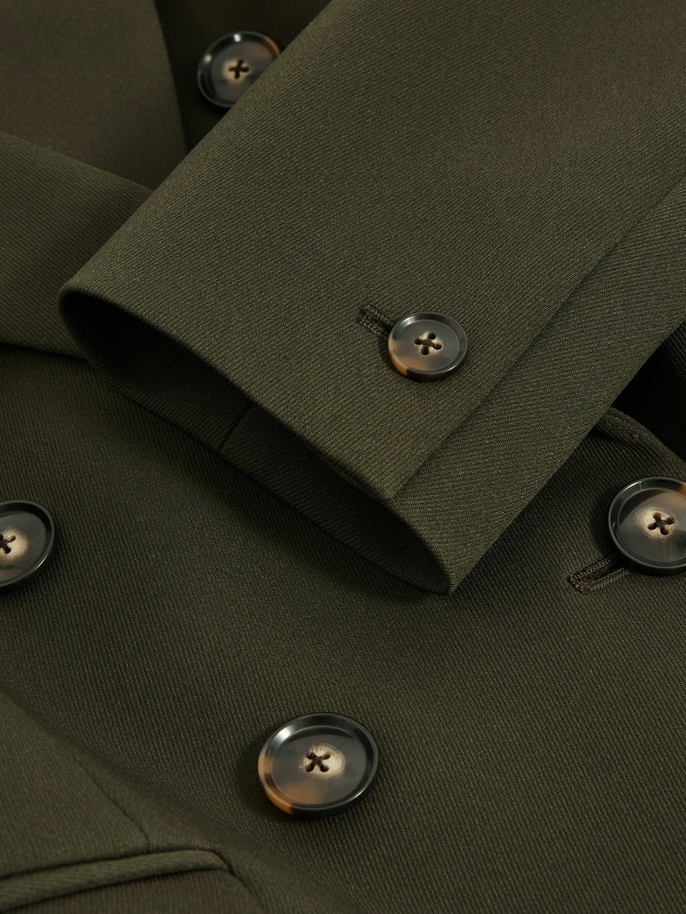 Women Twill Double-Breasted Blazer in Green