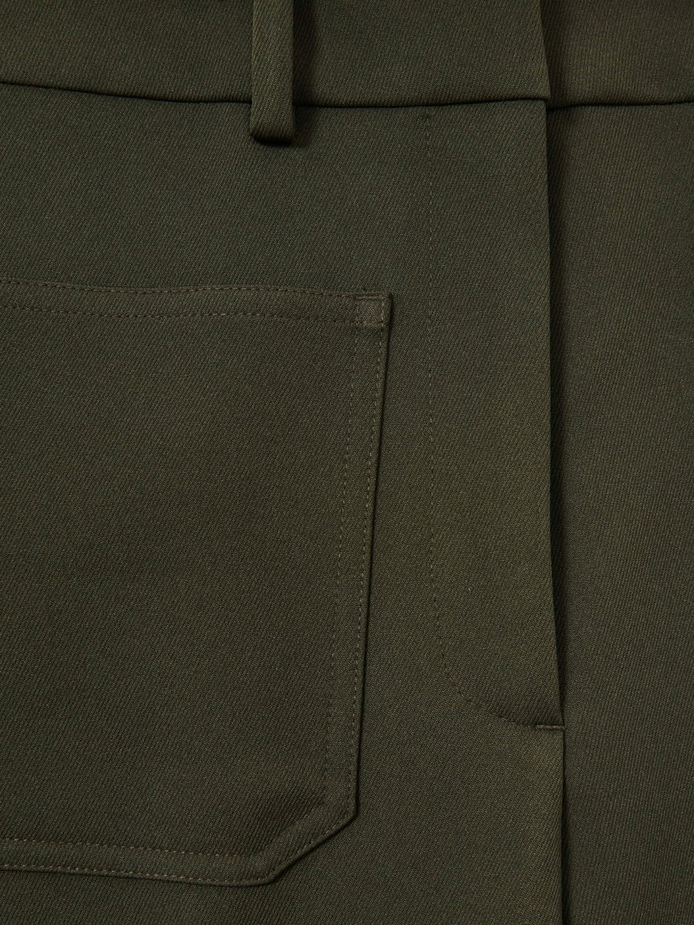 Women Petite Twill Patch-Pocket Flared Trousers in Green