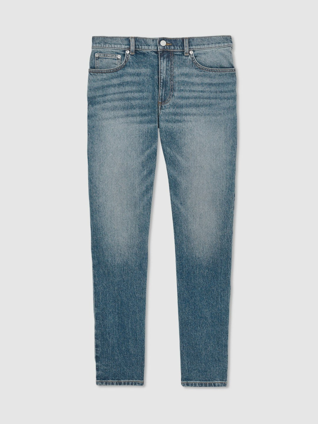 Men Cotton-Stretch Slim-Fit Jeans in Washed Indigo Green Cast