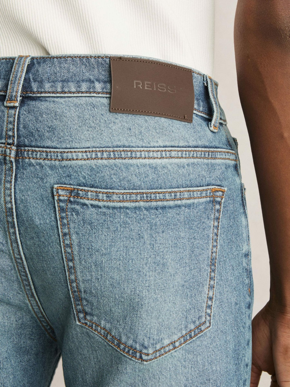 Men Cotton-Stretch Slim-Fit Jeans in Washed Indigo Green Cast