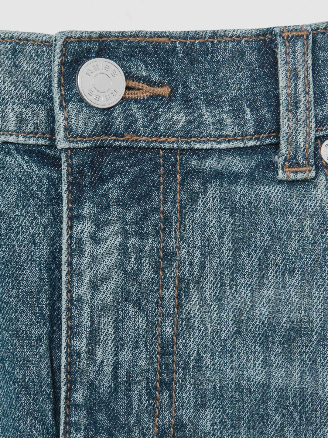Men Cotton-Stretch Slim-Fit Jeans in Washed Indigo Green Cast