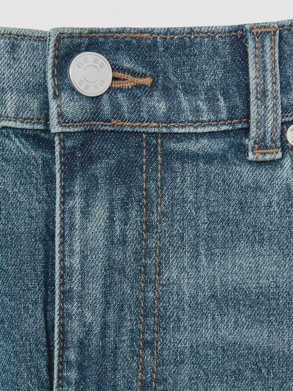 Men Cotton-Stretch Slim-Fit Jeans in Washed Indigo Green Cast