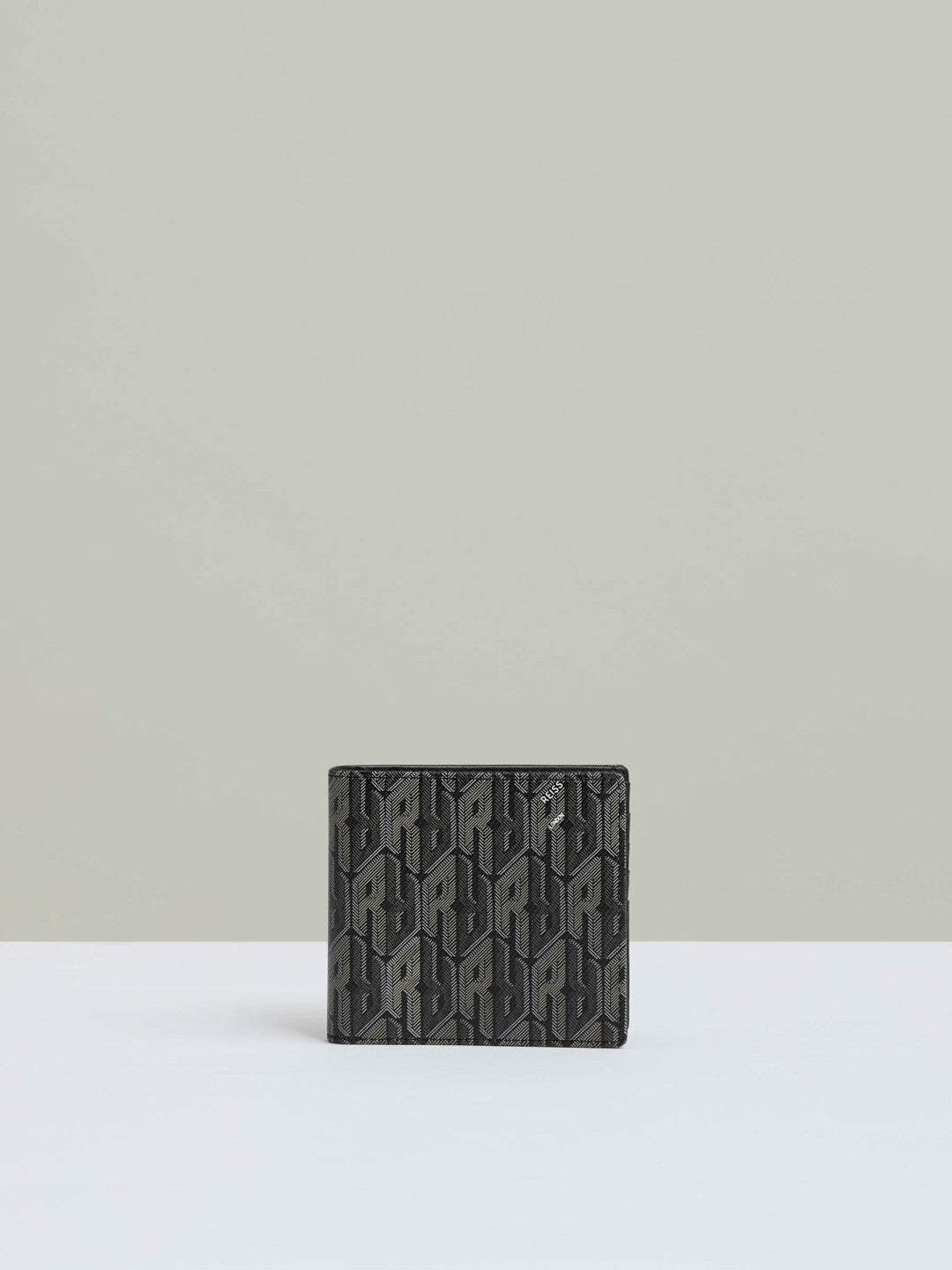 Men Coated Canvas Monogram Wallet in Black