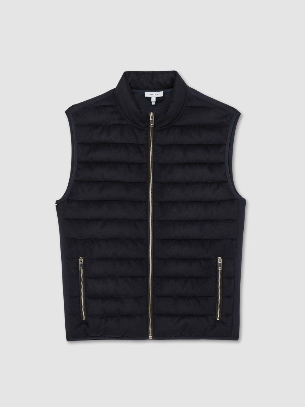 Men Brushed Jersey Quilted Gilet in Navy