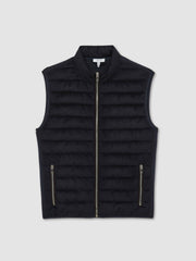 Men Brushed Jersey Quilted Gilet in Navy