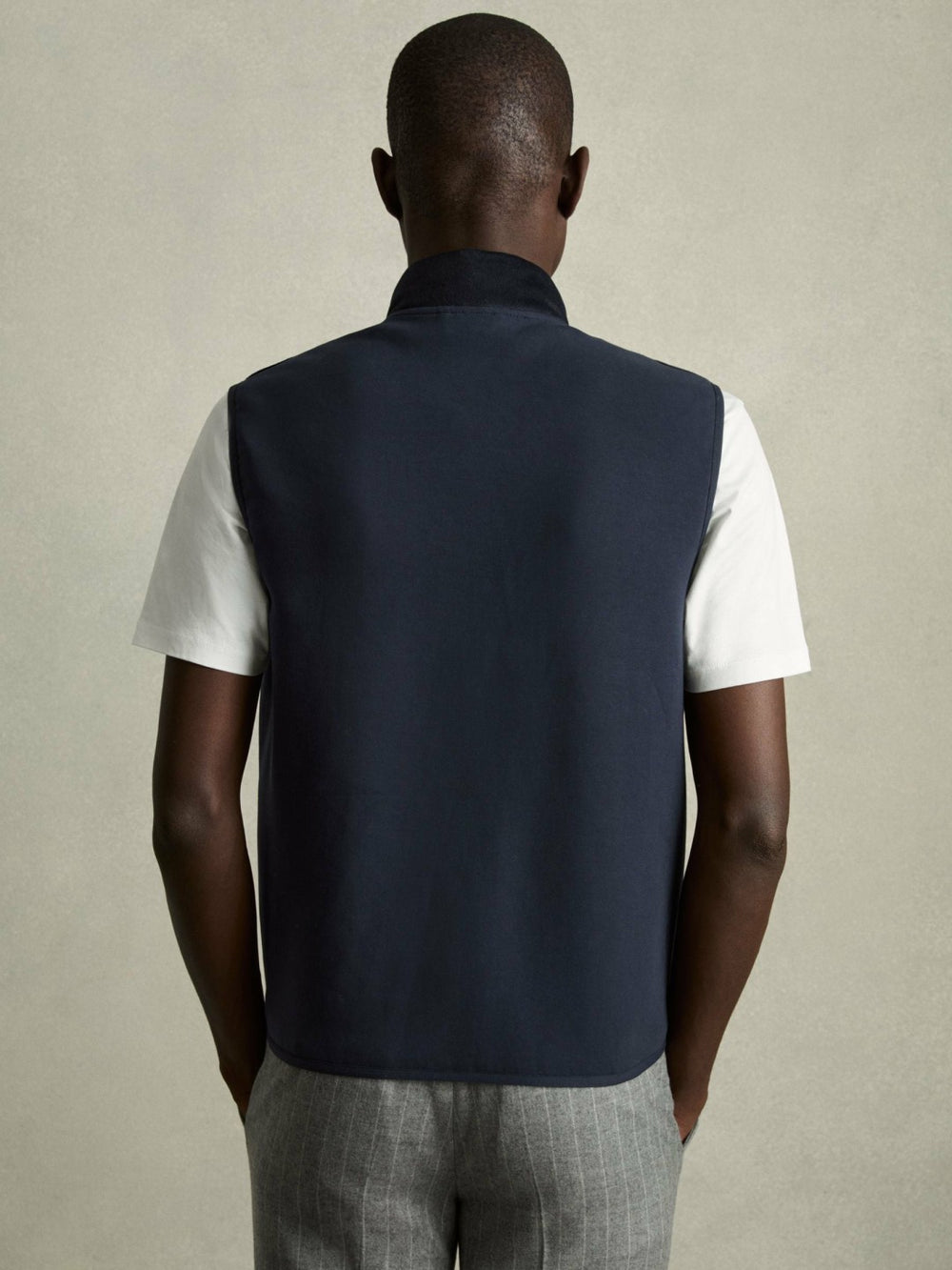 Men Brushed Jersey Quilted Gilet in Navy