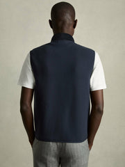 Men Brushed Jersey Quilted Gilet in Navy