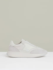 Men Leather Suede Running Trainers in White