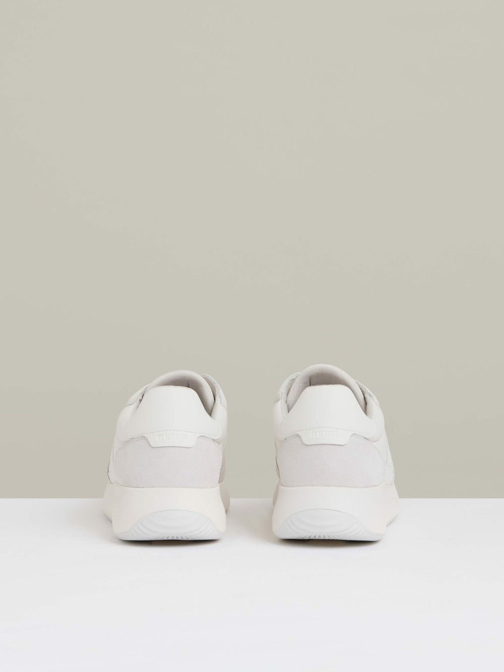 Men Leather Suede Running Trainers in White