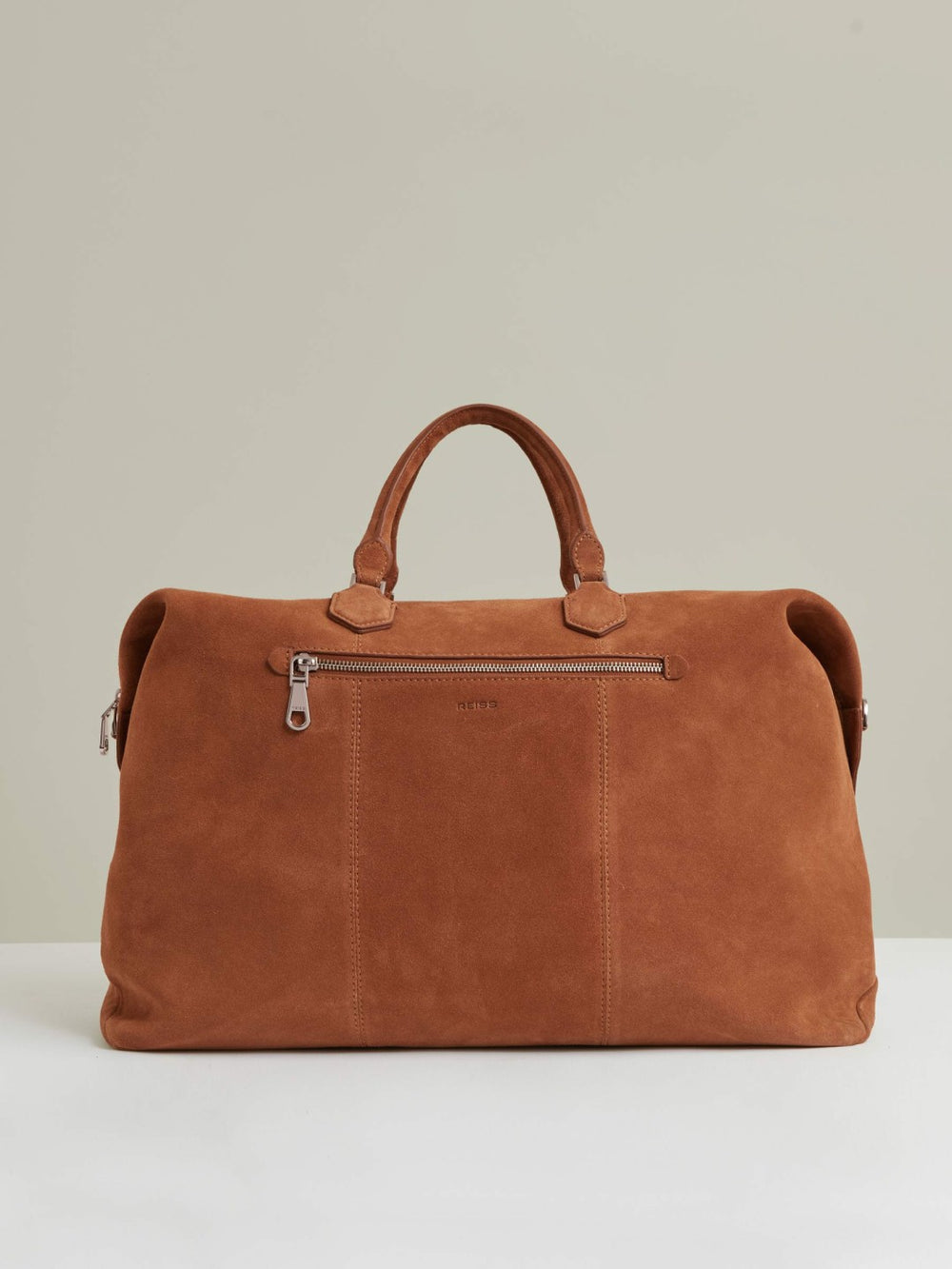 Men Suede Holdall in Light Tan