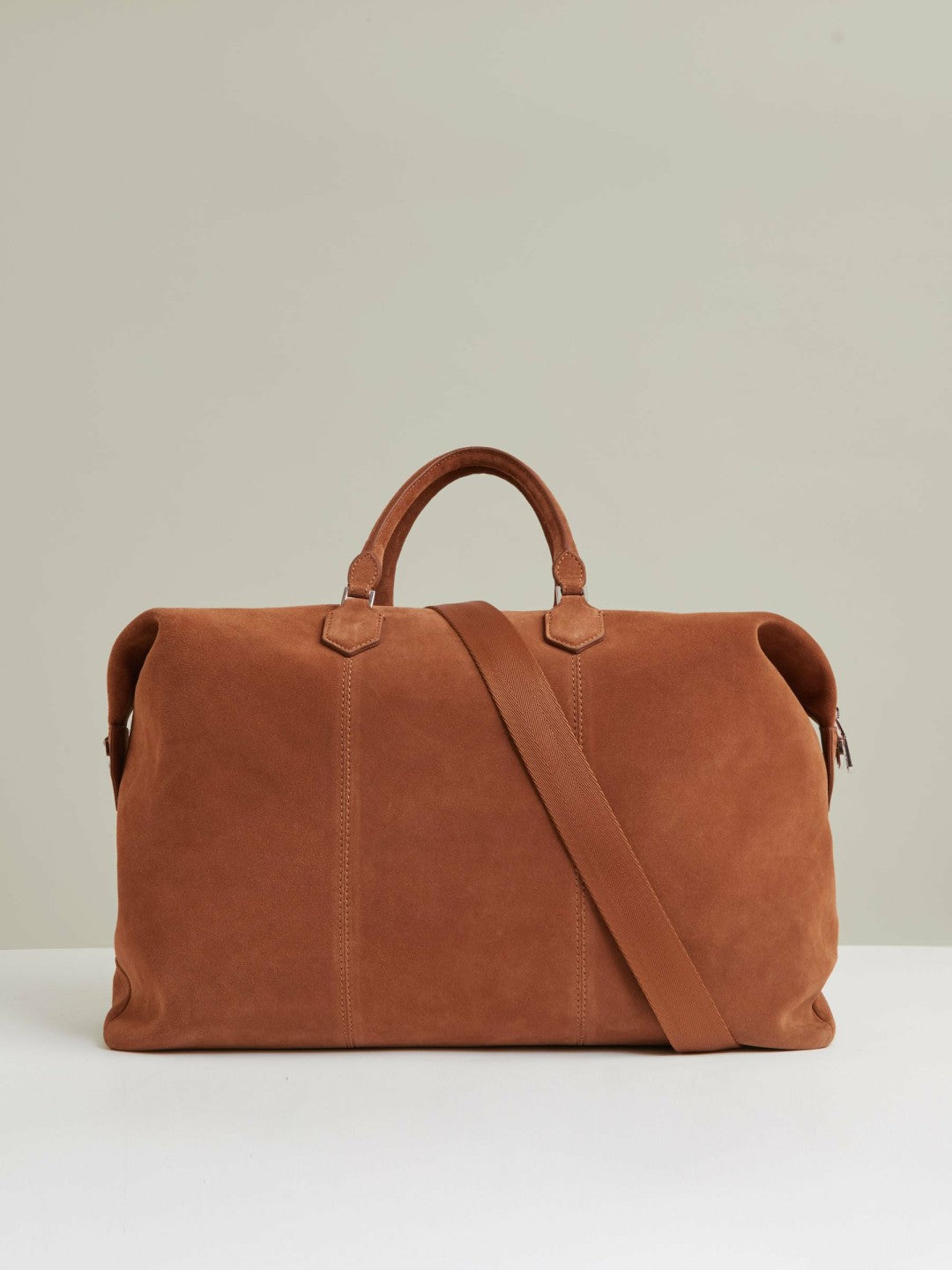 Men Suede Holdall in Light Tan