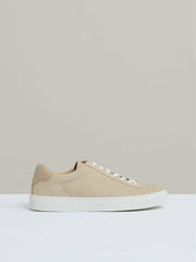 Men Nubuck Leather Low-Top Trainers in Ecru