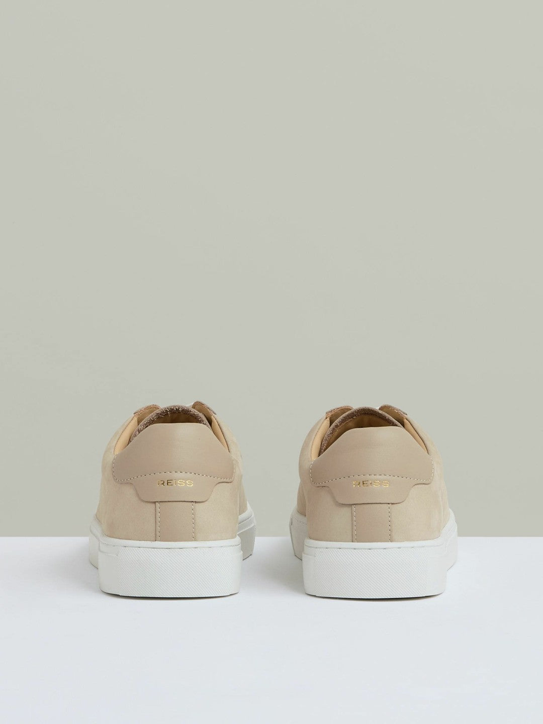 Men Nubuck Leather Low-Top Trainers in Ecru