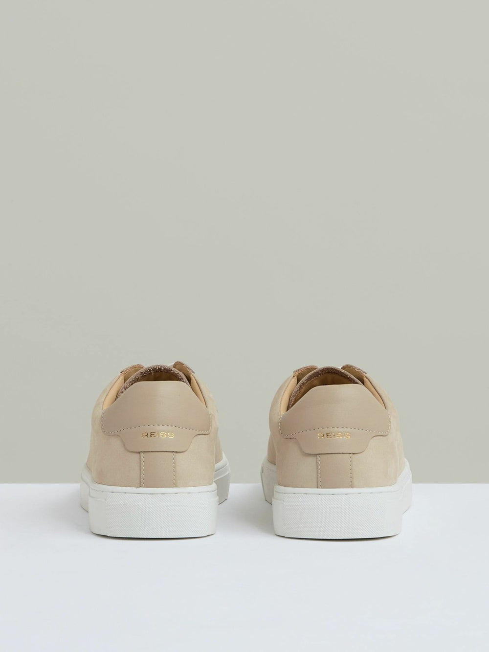 Men Nubuck Leather Low-Top Trainers in Ecru