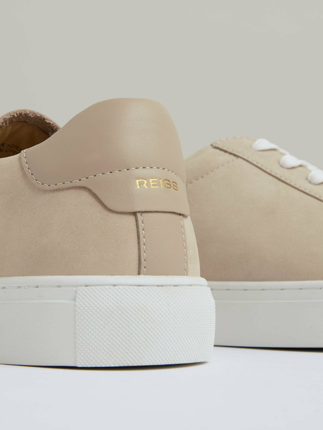 Men Nubuck Leather Low-Top Trainers in Ecru