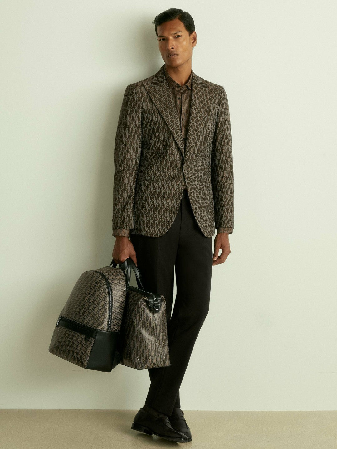 Men Monogram-Print Coated-Canvas Backpack in Grey Multi