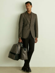 Men Monogram-Print Coated-Canvas Backpack in Grey Multi