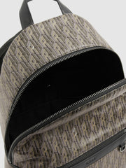 Men Monogram-Print Coated-Canvas Backpack in Grey Multi