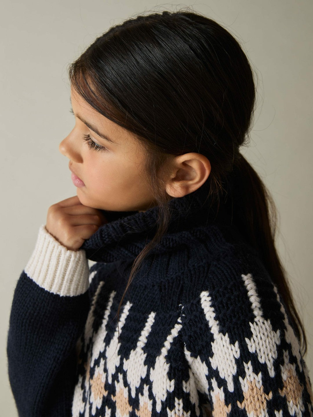 Children & Baby 9-13 yrs Wool-Blend Fair Isle Roll-Neck Dress in Navy