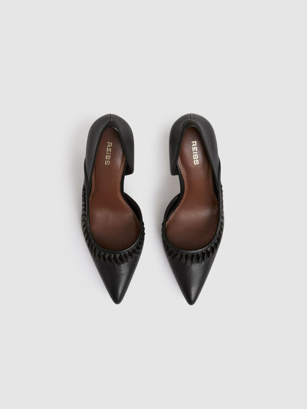 Women Leather Twist Detail Court Shoes in Black