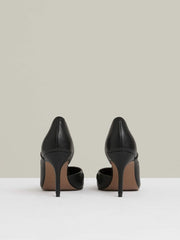Women Leather Twist Detail Court Shoes in Black