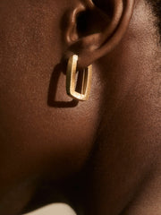 Women Geometric Hoop Earrings in Gold Tone