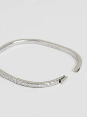Women Hinged Crystal Cuff in Silver