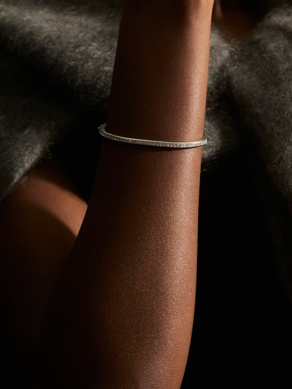 Women Hinged Crystal Cuff in Silver