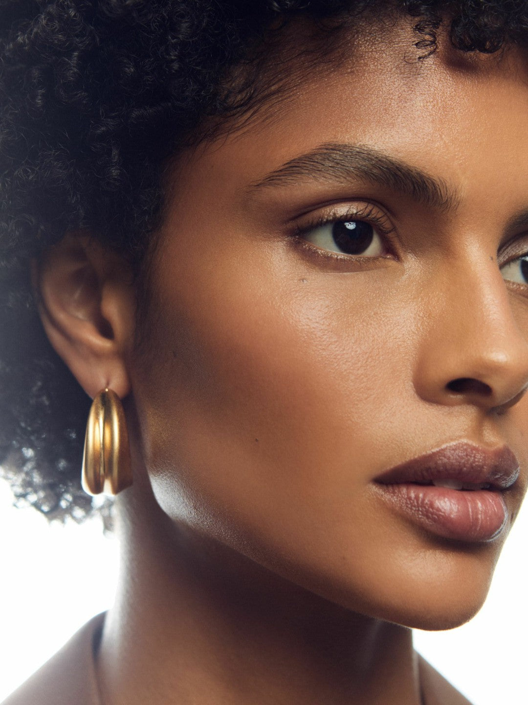 Women Sculptural Hoop Earrings in Gold Tone