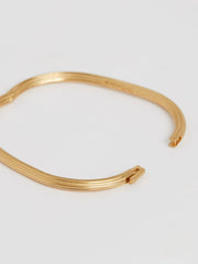Women Contour Hinged Cuff in Gold Tone