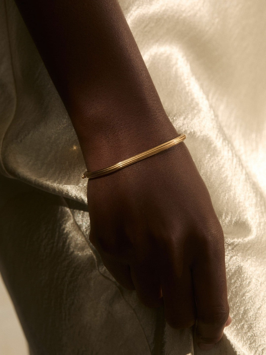 Women Contour Hinged Cuff in Gold Tone