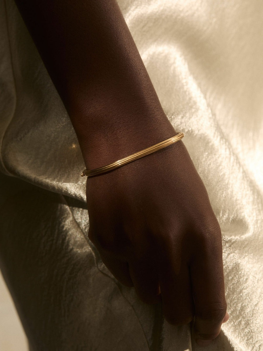 Women Contour Hinged Cuff in Gold Tone