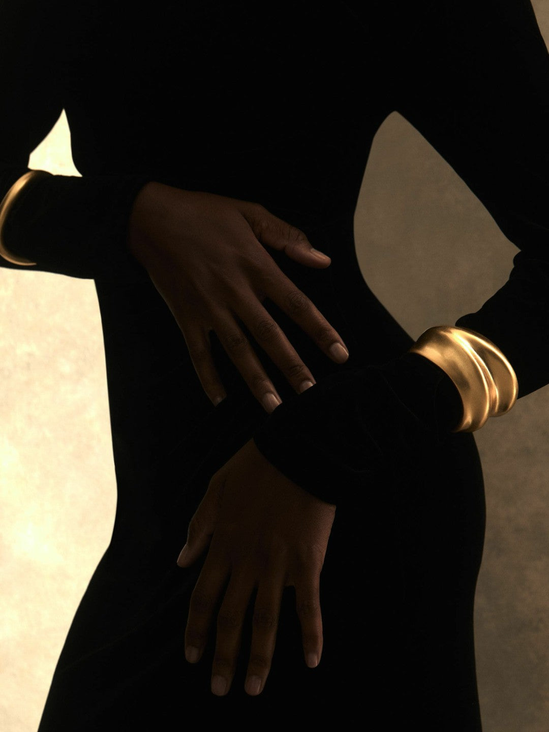 Women Sculptural Cuff in Gold Tone