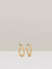 Women Wave Hoop Earrings in Gold Tone